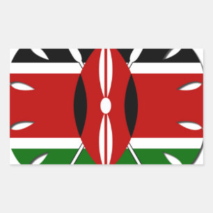 Sticker Rectangulaire Drapeau de République du Kenya emblématique oeuvre