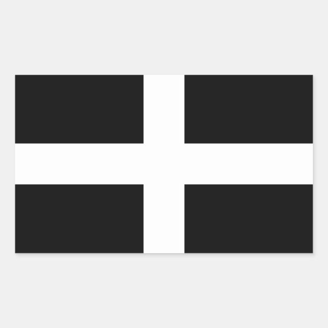 Sticker Rectangulaire Drapeau de Saint Piran / Drapeau de Cornouailles (Devant)