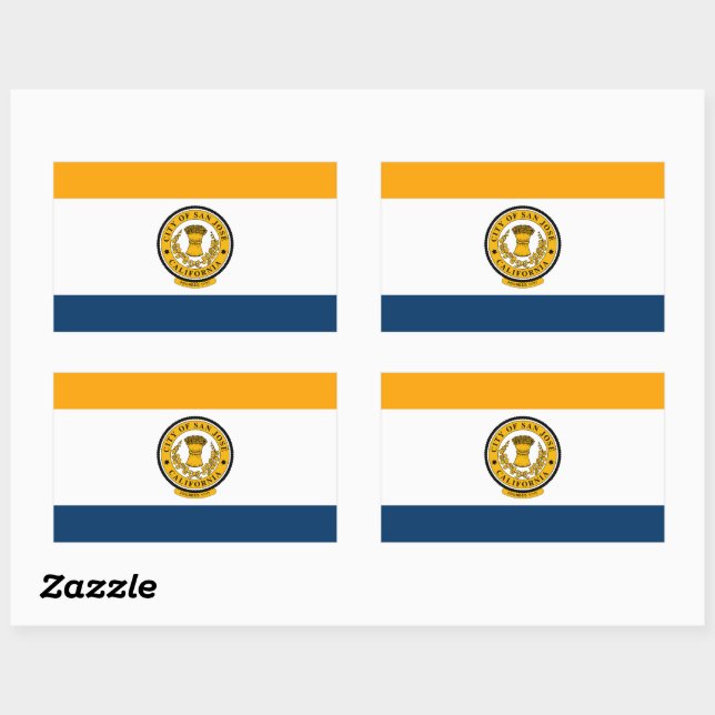 Sticker Rectangulaire Drapeau de San Jose, Californie (Feuille)