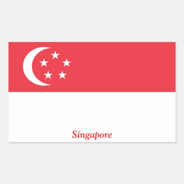 Sticker Rectangulaire Drapeau de Singapour (Devant)