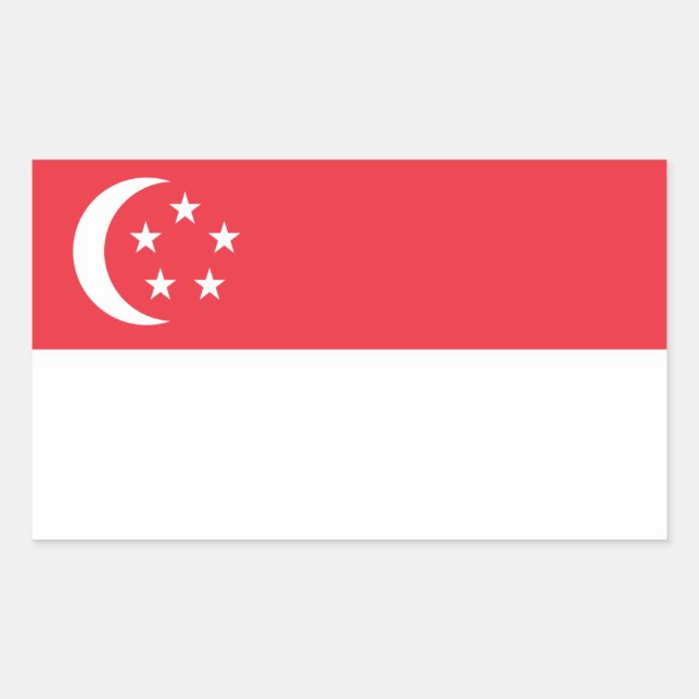 Sticker Rectangulaire Drapeau de Singapour, Drapeau de Singapour (Devant)