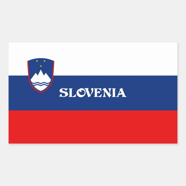 Sticker Rectangulaire Drapeau de Slovénie, étiqueté (Devant)