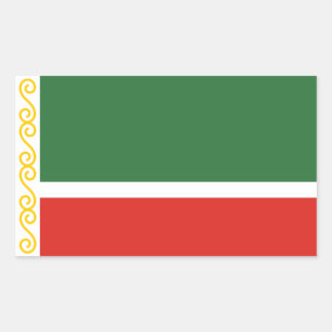 Sticker Rectangulaire Drapeau de Tchétchénie