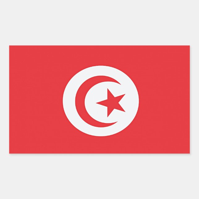 Sticker Rectangulaire Drapeau de Tunisie, Afrique du Nord, (Devant)