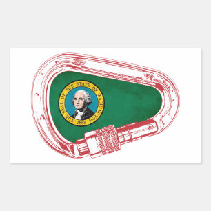 Sticker Rectangulaire Drapeau de Washington Carabiner Escalade