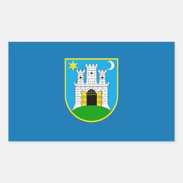 Sticker Rectangulaire Drapeau de Zagreb, Croatie (Devant)