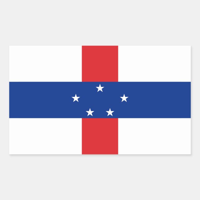 Sticker Rectangulaire Drapeau des Antilles Pays-Bas (Devant)