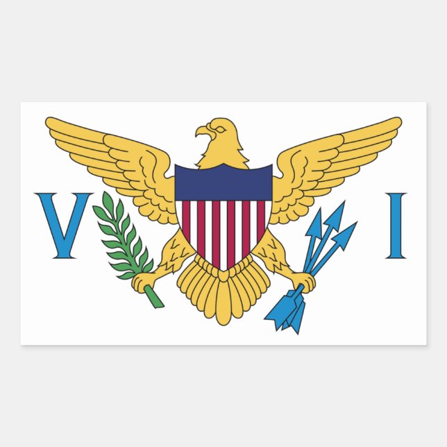 Sticker Rectangulaire Drapeau des îles Vierges américaines (Devant)
