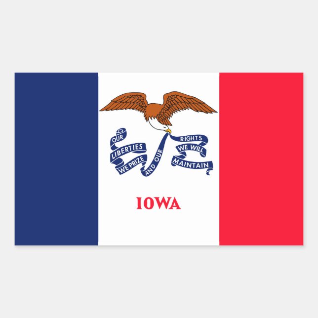 Sticker Rectangulaire Drapeau d'État Iowa (Devant)