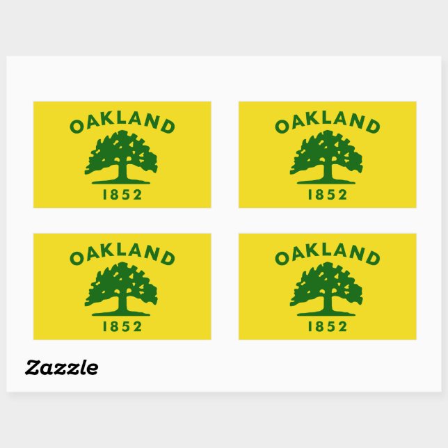Sticker Rectangulaire Drapeau d'Oakland, Californie (Feuille)
