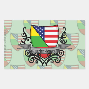Sticker Rectangulaire Drapeau du Bouclier lituanien-américain