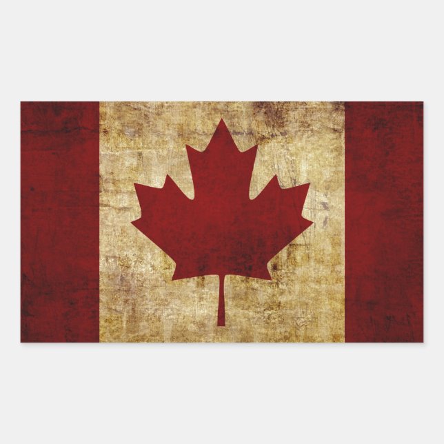 Sticker Rectangulaire Drapeau du Canada / grunge (Devant)