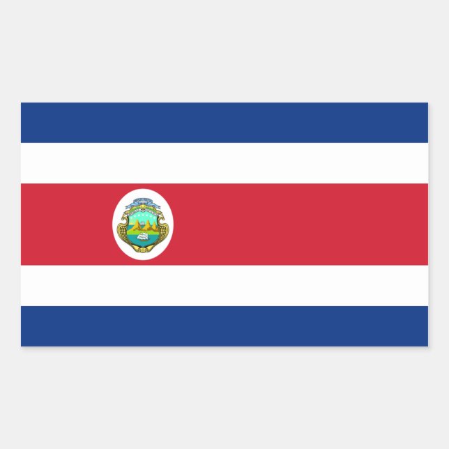 Sticker Rectangulaire Drapeau du Costa Rica/République (Devant)
