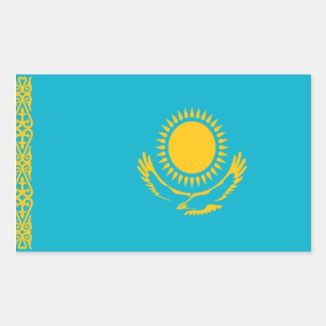 Sticker Rectangulaire Drapeau du Kazakhstan (Devant)