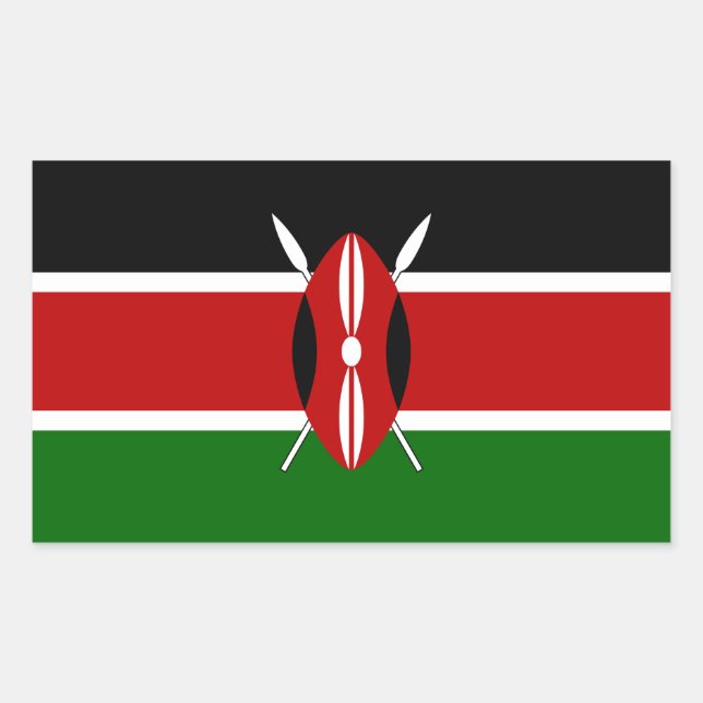 Sticker Rectangulaire Drapeau du Kenya (Devant)