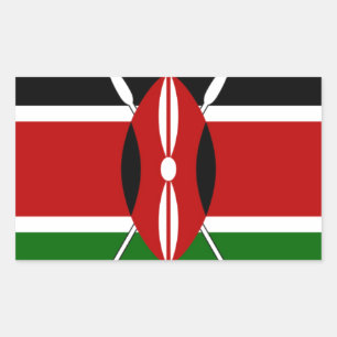 Sticker Rectangulaire Drapeau du Kenya : avec cadre de drapeau miniature