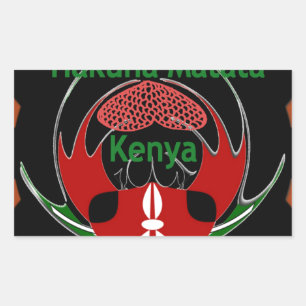 Sticker Rectangulaire Drapeau du Kenya - Hakuna Matata Patriotic