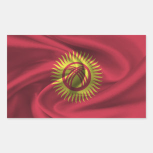 Sticker Rectangulaire Drapeau du Kirghizistan