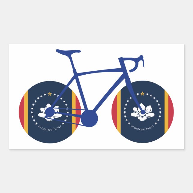 Sticker Rectangulaire Drapeau du Mississippi à vélo (Devant)