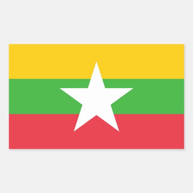 Sticker Rectangulaire Drapeau du Myanmar (Devant)