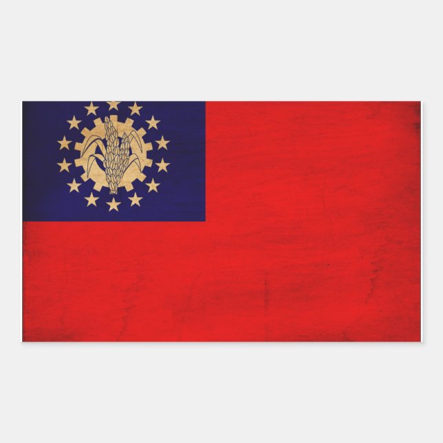 Sticker Rectangulaire Drapeau du Myanmar (Devant)