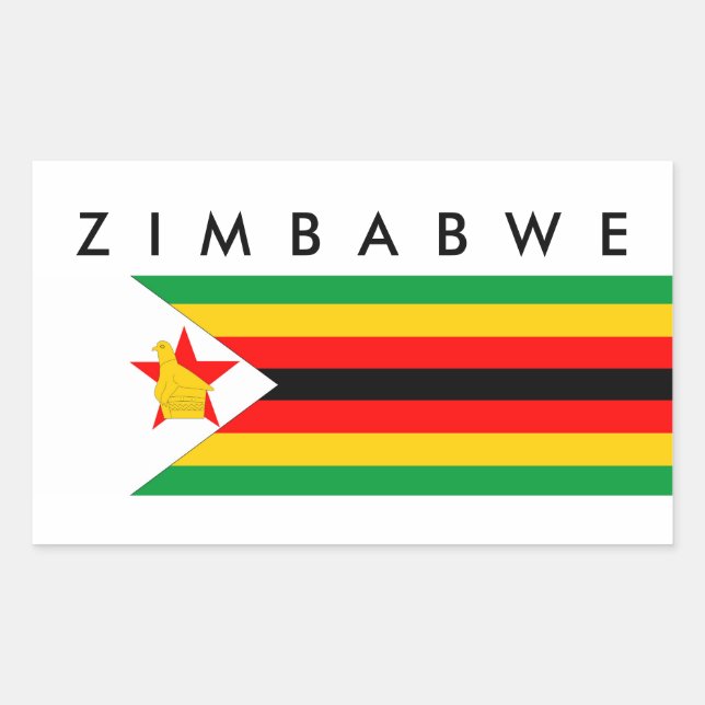 Sticker Rectangulaire drapeau du pays du zimbabwe symbole de nation nom (Devant)