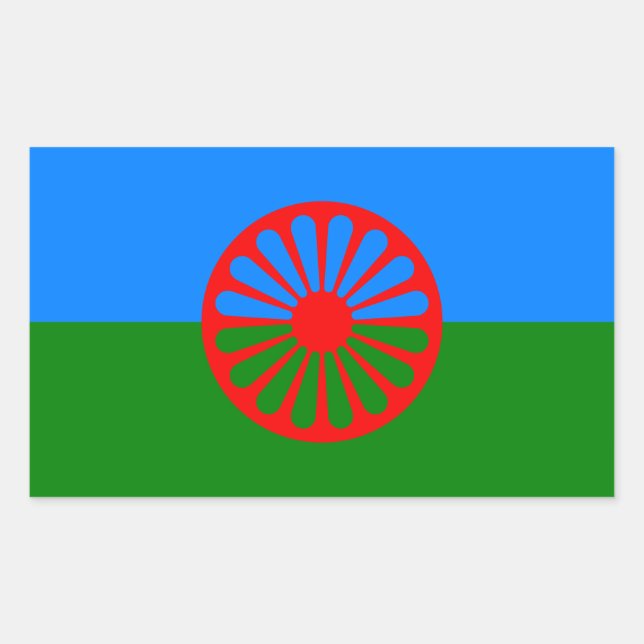 Sticker Rectangulaire Drapeau du peuple rom - Drapeau rom (Devant)