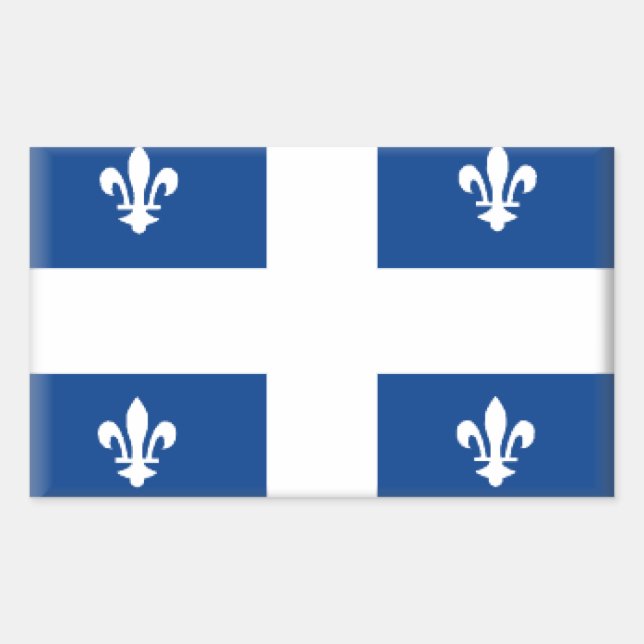 Sticker Rectangulaire Drapeau du Québec (Canada) (Devant)