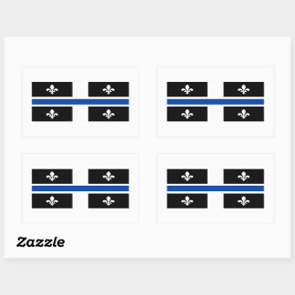 Sticker Rectangulaire Drapeau du Québec Ligne bleue Fleur de Lys Graphis