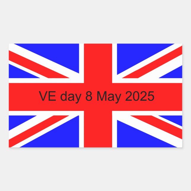 Sticker Rectangulaire Drapeau du Royaume-Uni VE jour 2025 (Devant)