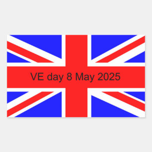 Sticker Rectangulaire Drapeau du Royaume-Uni VE jour 2025