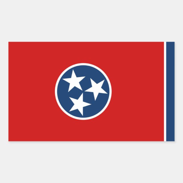 Sticker Rectangulaire Drapeau du Tennessean, Drapeau du Tennessee (Devant)