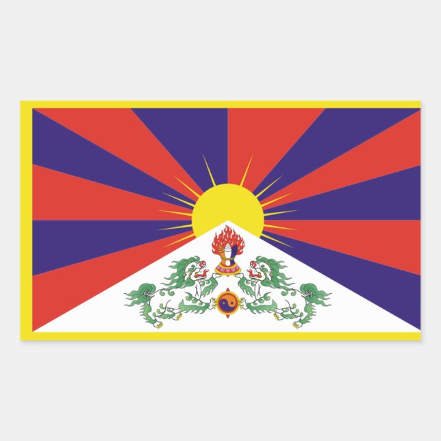 Sticker Rectangulaire Drapeau du Tibet (Devant)