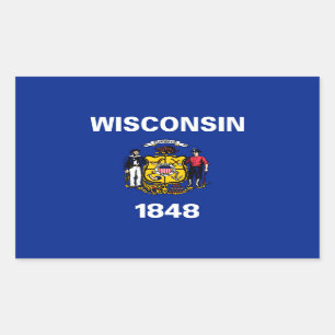 Sticker Rectangulaire Drapeau du Wisconsin