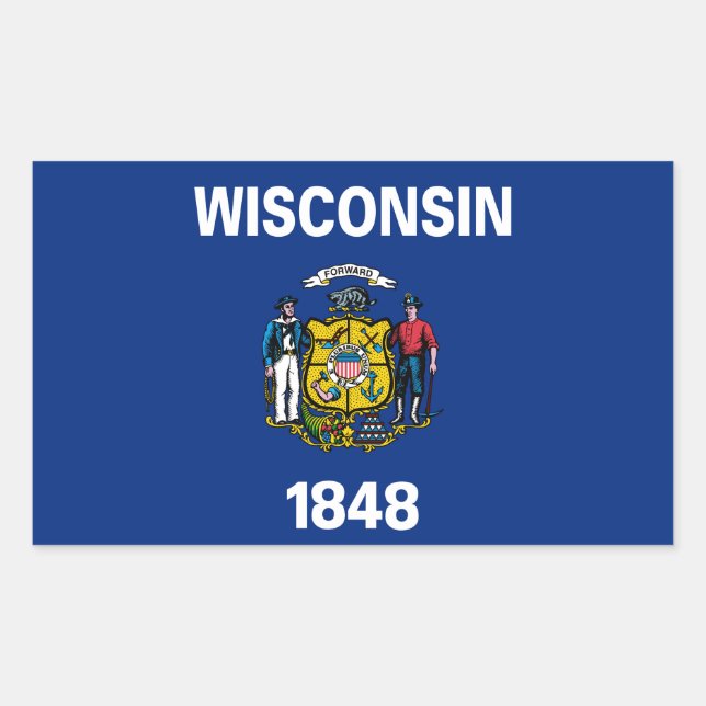 Sticker Rectangulaire Drapeau du Wisconsin (Devant)