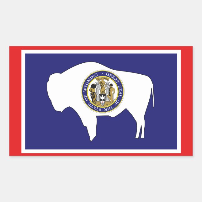 Sticker Rectangulaire Drapeau du Wyoming (Devant)