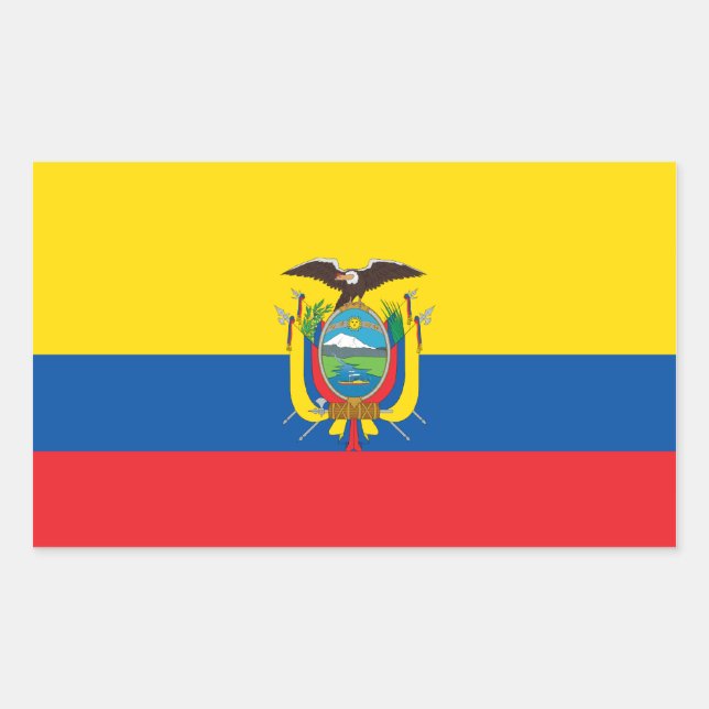 Sticker Rectangulaire Drapeau Équateur/Équateur (Devant)