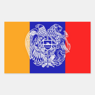 Sticker Rectangulaire Drapeau et armoiries arméniens