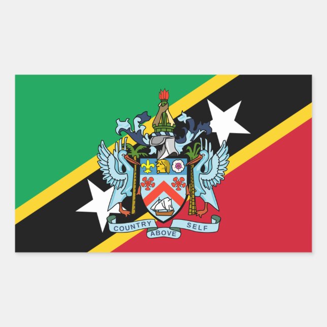 Sticker Rectangulaire Drapeau et armoiries de Saint-Kitts-et-Nevis (Devant)