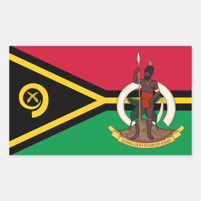Sticker Rectangulaire Drapeau et armoiries de Vanuatu (Devant)