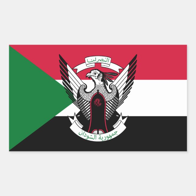 Sticker Rectangulaire Drapeau et emblème soudanais, Drapeau du Soudan (Devant)