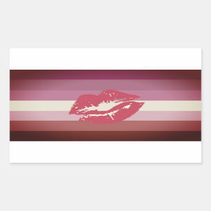 Sticker Rectangulaire Drapeau et lèvres de la fierté lesbienne