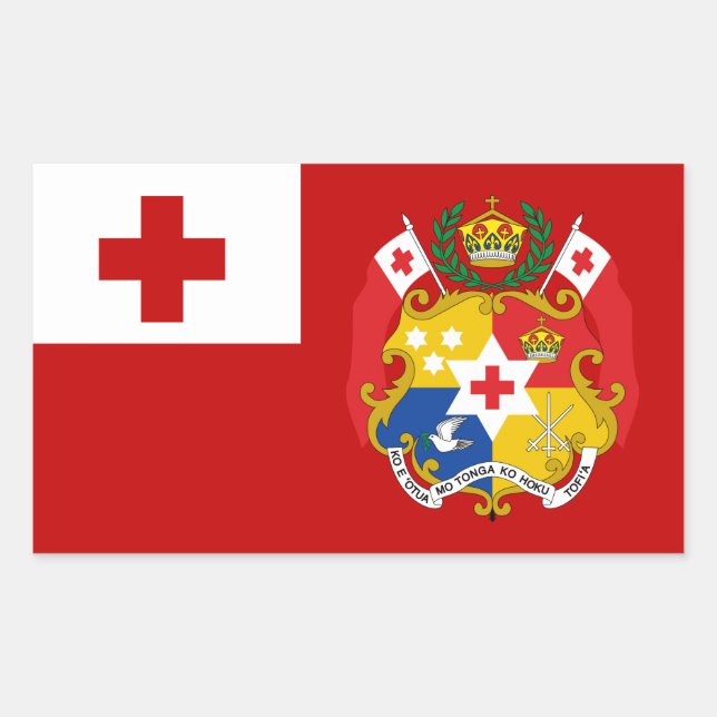 Sticker Rectangulaire Drapeau et sceau de Tonga, Drapeau des Tonga (Devant)