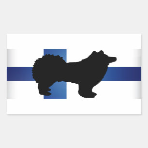 Sticker Rectangulaire drapeau finlandais de silhouette de lapphund