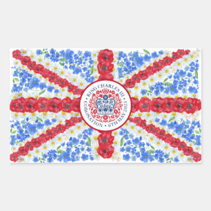 Sticker Rectangulaire Drapeau floral du Royaume-Uni