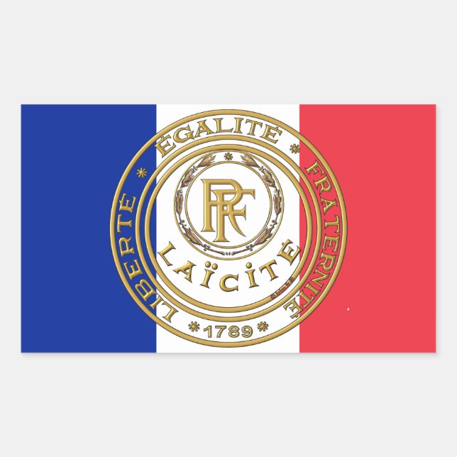 Sticker Rectangulaire drapeau français laïcité (Devant)