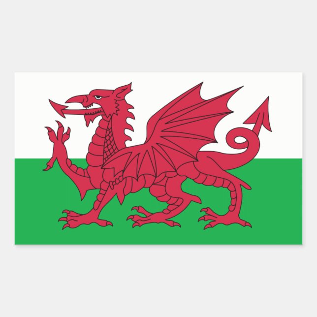 Sticker Rectangulaire Drapeau gallois - Royaume-Uni (Devant)