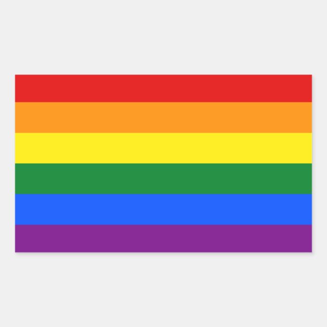 Sticker Rectangulaire Drapeau Gay pride arc-en-ciel LGBT (Devant)