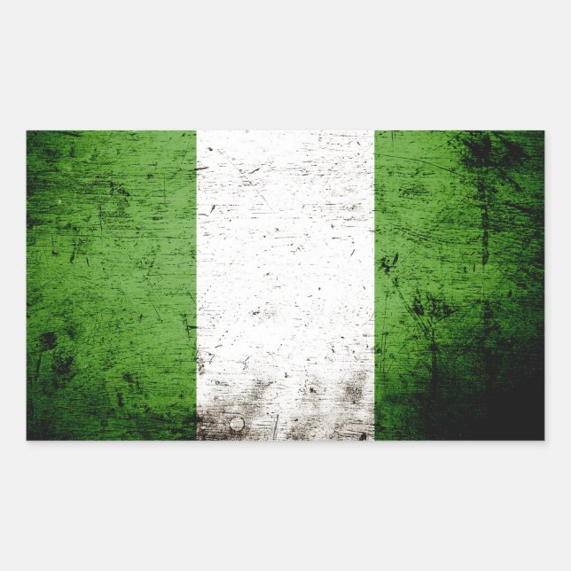 Sticker Rectangulaire Drapeau grunge noir du Nigéria (Devant)