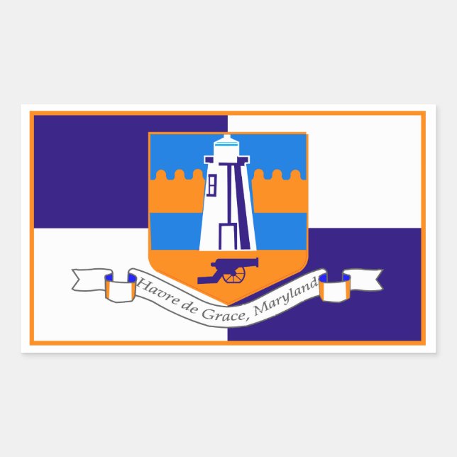 Sticker Rectangulaire Drapeau Havre de Grace, Maryland (Devant)